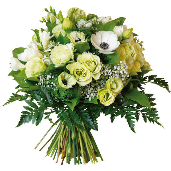 Bouquet Vert Et Blanc Fleurs De Saison Roses Anélones