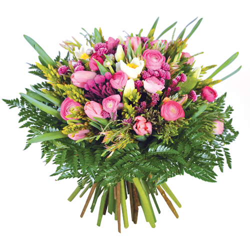 Bouquet De Fleurs Rond Avec Un Travail De Fleurettes Rose Et